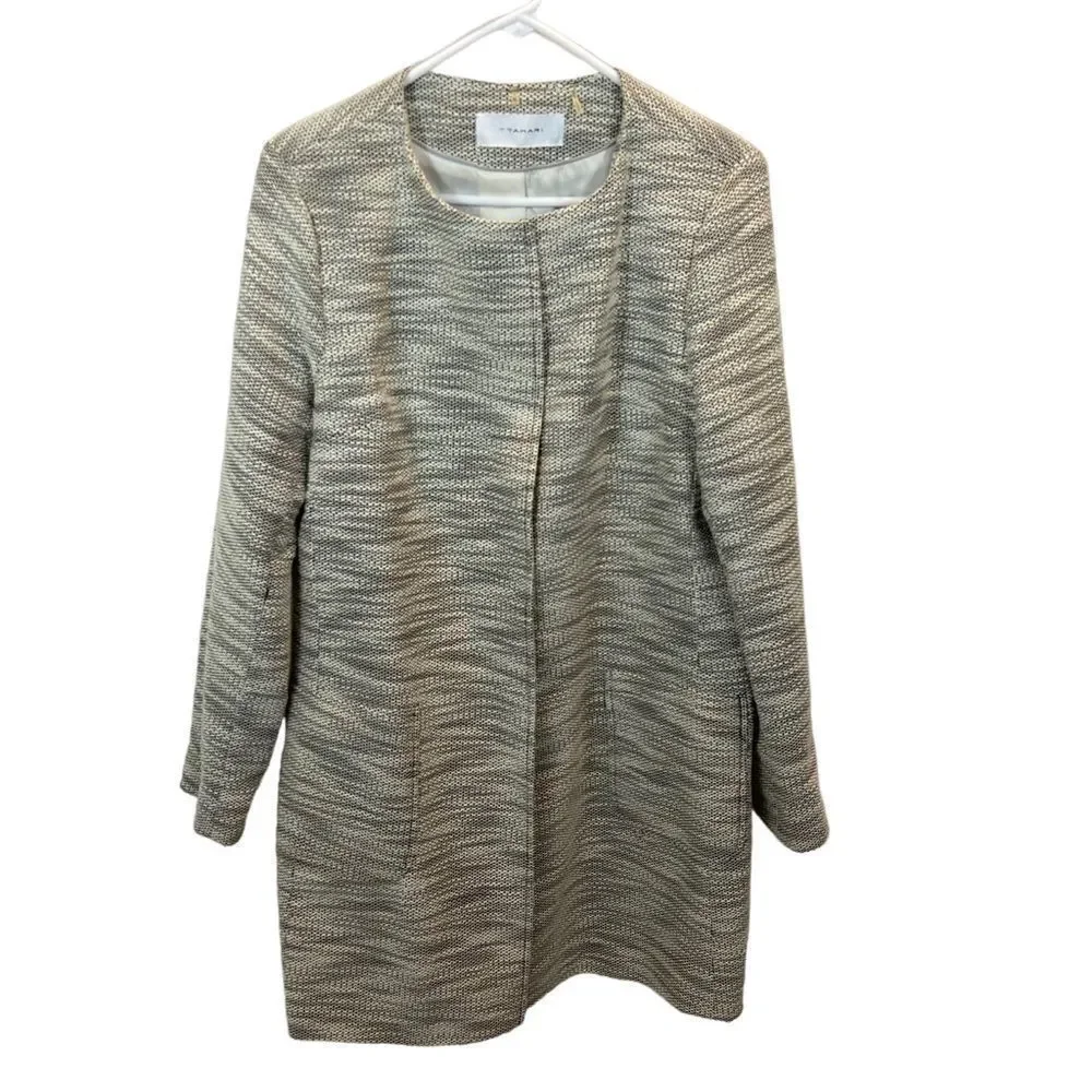 Tahari Brand Black and White Topper Jacket Collarless‎ Size XL